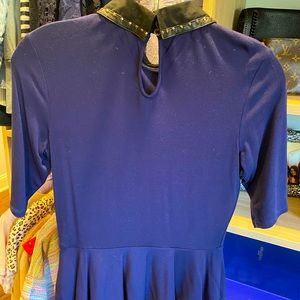 Karen Millen navy top with black studded collar